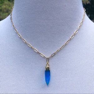Blue Crystal Spike Necklace